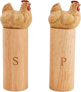 Mud Pie Chicken Salt Pepper Grinders; 7" x 2" dia
