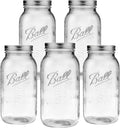 Ball - 64oz Wide Mouth Jars with Lids & Bands 5 Pack Jars | Half Gallon Large Glass Mason Jar for Food Storage with airtight Lid, 0.5 Gallon Glass Jar with Lid and Bands, Set of 5