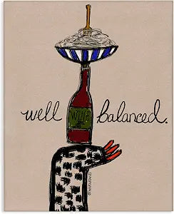 Wine and Pasta Balance Graphic, 16 x 20 Inch Canvas Wall Art
