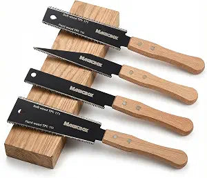 Magicbox Japanese Saw Set, 4PCS Japanese Hand Saws for Woodworking with SK5 Steel Blades, Fine Tooth Hand Saw Kit Including Double Edge & Flush Cut Saw, Pull Saw Set for DIY&Carpentry Making
