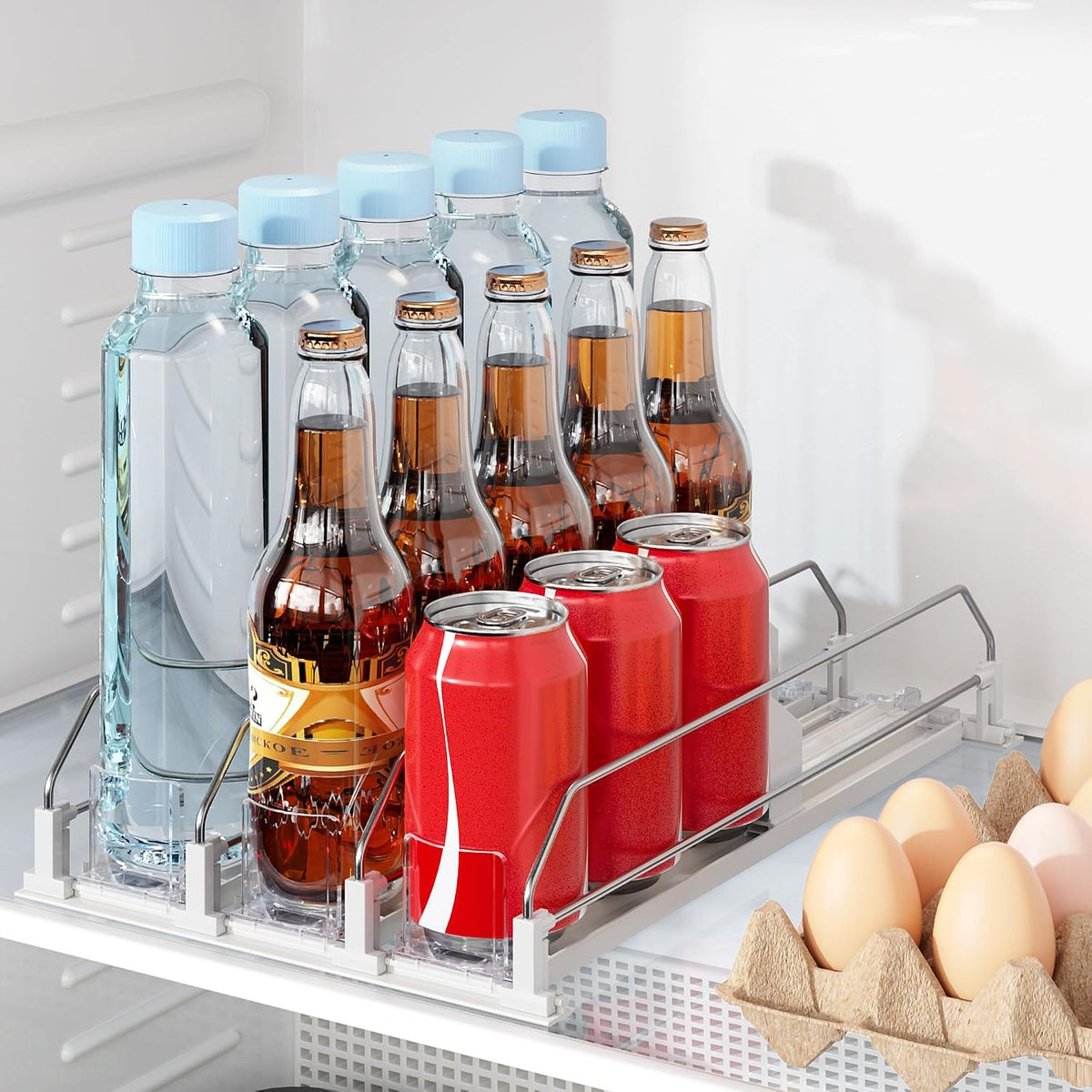 Drink Organizer for Fridge, Automatic Drink Dispenser for Fridge