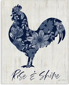 Stupell Industries Rooster Floral Farmhouse, 16 x 20 Inch Canvas Wall Art