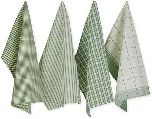 DII Everyday Kitchen, Urban Stripe & Basic Dishtowels, 18x28, Sage, 4 Piece