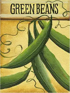 Trademark Fine Art Canvas Wall Art - Debbi Wetzel 'Seed Packets 27 - Green Beans' Wall Art for Living Room, Bedroom, or Office Dcor 14 x 19 Inches