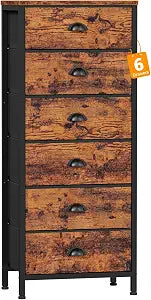 Furnulem Dresser for Bedroom, 6 Bins Tall Fabric Storage Drawers