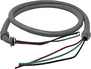 Sealproof Power Whip Assembly, 1/2-Inch x 6 Ft Nonmetallic Liquid Tight Flexible Electrical Conduit and 10 Gauge Wire Single Phase Preassembled A/C Hook-up Whip Kit, 1/2"