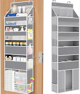 WISELIFE 5-Tier Over the Door Organizer for Nursery Hanging, Gray