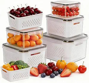 5 Pack Fruit Storage Containers for Fridge, Plastic Fruit Containers Set