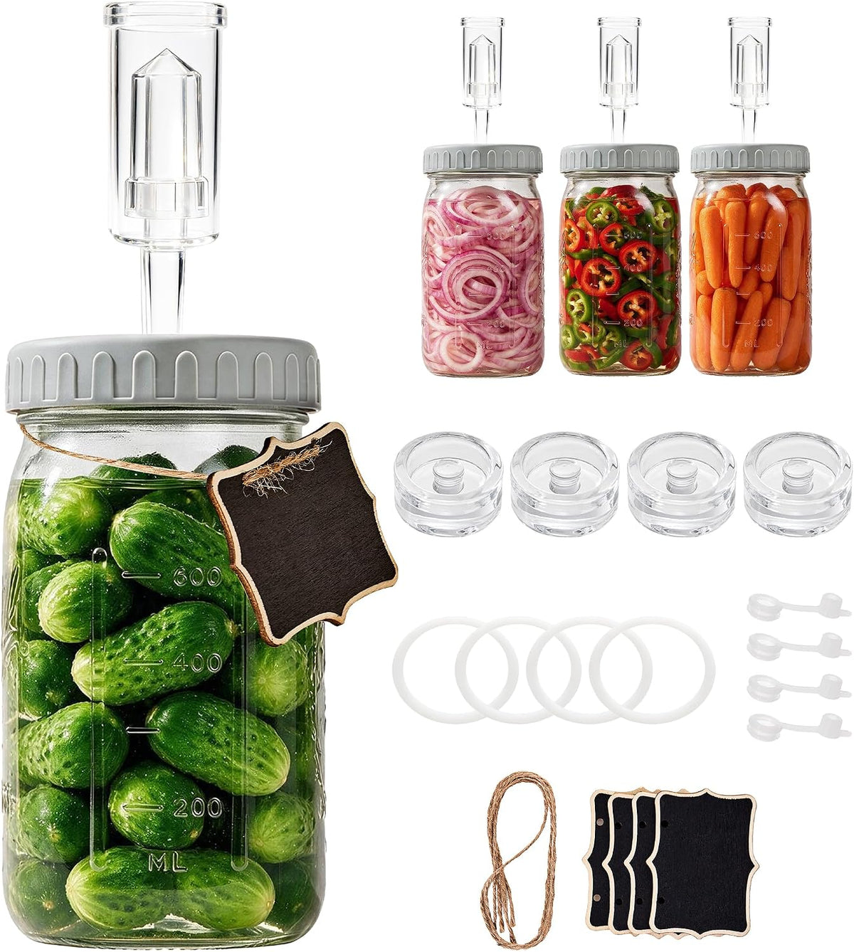 Fermentation Jar, 4-Pack 32 oz Mason Jars with Airlocks