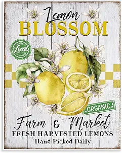 Lemon Blossom Market Rustic, 11 x 14 Inch Mounted Print on Wall Plaque
