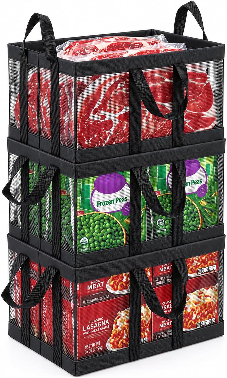 FANGSUN Freezer Organizer Bins, Freezer Baskets for 5-7 Cu. Ft., 3 Pack