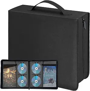 CD DVD Blu-ray Storage Binder with Handles, PU Leather Corver