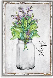 Rustic Garden Sage Floral Landscape, 12 x 18 Inch Framed Gicle Print