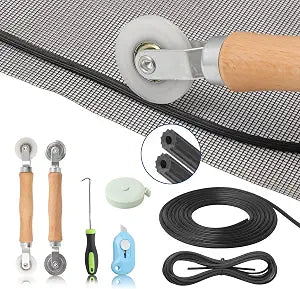 Window Screen Door Repair Kit Include Window Screens Mesh 48"x118" with All Tools in Window Screen Replacement(2pcs Screen Rollers, Screen splines, Hook, Utility Knife and Ruler), Yolovit