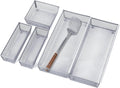 Neudeco Silverware Drawer Organizer, Pack 5, Silver