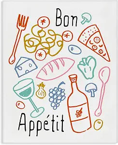 Bon Appetit Colorful Sketches, 16 x 20 Inch Canvas Wall Art