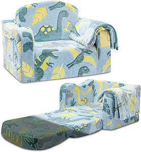 Airpanda Comfy Kids Sofa Chair, 2-in-1 Fold Out Couch with Blanket