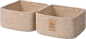 Storage Baskets for Shelves, 2 Pack Shallow Basket
