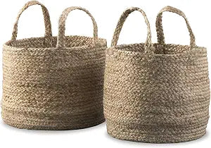 Signature Design by Ashley Brayton Jute Basket Set of 2 with Handles
