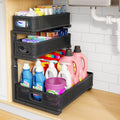 Under Sink Organizer, 3-Tier Thickened Metal Pull out Cabinet Organizer Shelf, Height Adjustable Slide out Storage Drawer Rack for Kitchen Bathroom Pantry Laundry Home Organization, 1-Pack, Black