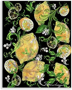 Lemon Acanthus Botanical, 11 x 14 Inch Mounted Print on Wall Plaque