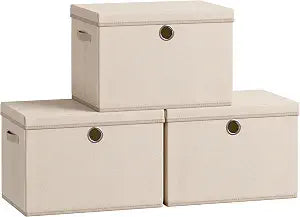 SONGMICS Set of 3 Storage Bins with Lids, 41 Quart Foldable Storage Boxes