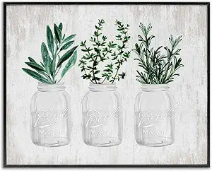Kitchen Herbs in Jars, 16 x 20 Inch Framed Gicle Print