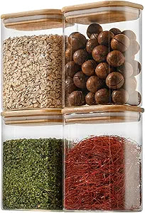 D2scrma 37oz/1.2Qt Rectangle Glass Storage Containers with Lids 4-Pack