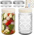 32oz Wide Mouth Mason Jars 2-Pack with Airtight Split Lids & Plastic Lids
