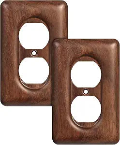2-Pack Wood Outlet Covers Solid North American Walnut Plug Plate Covers, Electrical Wall Plates for Outlets
