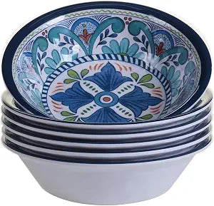 Certified International Talavera All Purpose Melamine Bowl, 7.5" x 2", Set of 6, 7.5x2 Inches, Multicolor, 14oz