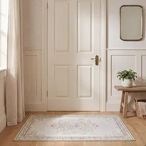 Laura Ashley Washable Printed Velvet Rug Bennetts 26" x 45" Rug Accent Pink Multi