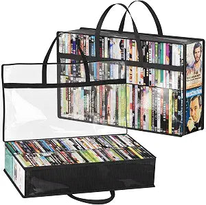 Lifewit DVD Storage Bags, Clear PVC Media Organizer with Handles, 2 Pack
