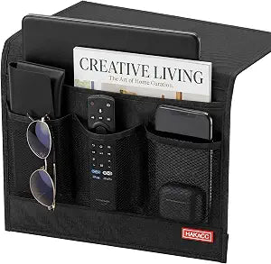 HAKACC Bedside Caddy, Remote Holder for Bed, Storage Organizer, Black