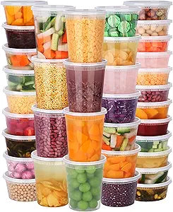 96 Pack (192-Piece) Deli Containers with Lids, 32/16/12/8 oz X 24 Set Each