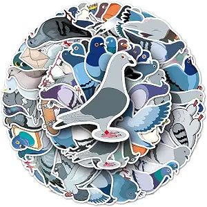 Animal Pigeon Stickers - 50PC Pack, Vinyl Decals for Laptop, Hydro Flask, Water Bottle, Kids & Party Supplies