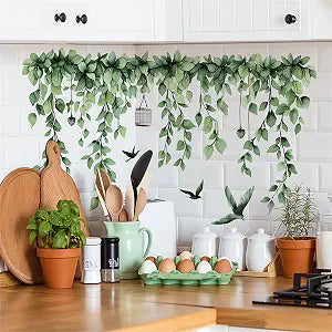 Hanging Green Vine Birds Wall Stickers Greenery Wall Art Decals
