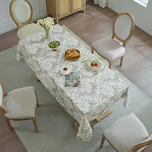 Rectangle Tablecloth 60" x 102" 100% Waterproof Fabric  Wipe-Clean, Tear-Proof Decorative Table Cover for Indoor & Outdoor Dining Elegant Patterns for Kitchens, Dining Rooms, Damask
