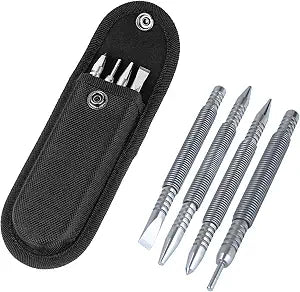 BESTNULE 4-Piece Nail Setter Dual Head Nail Set & Dual Head Center Punch & Hammerless Cold Chisel & Hinge Pin Remover Punch Set, Nail Setter Features 1/8-in, 3/32-in, 3/16-in, 1/16-in, 5/16-in, 1/8-in