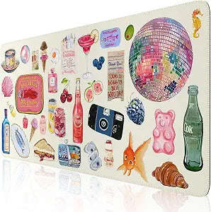 iCasso Cute Desk Mat, Large Mouse Pad, 35.4x15.7in Watercolor Sticker