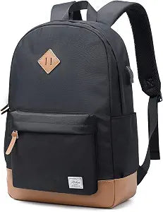 abshoo Classical Basic Womens Travel Backpack For College Men Water Resistant Laptop School Bookbag (USB Black)