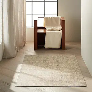 Calvin Klein Etched Ivory Beige 3'2" x 5' Area Rug - Easy Clean, Non Shedding, Bed Room, Living Room, Dining Room, Kitchen (3' x 5')