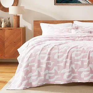 SLEEP ZONE Twin/Twin XL Quilt Set, Cotton Blend Bedding, Pink Bedspread