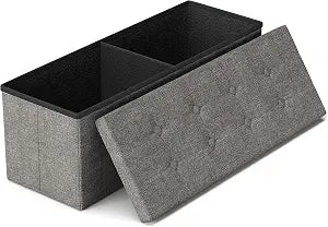 GLAXYFUR 43 Inches Folding Storage Ottoman Bench, Storage Chest, Grey