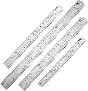 ZZTX Metal Ruler 6 Inch 8 Inch 12 Inch 16 Inch Stainless Steel 4 Pack