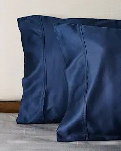 Certified 100% Tencel Lyocell|Sateen Weave|True Carbon Zero|Gentle to Skin|Genuity Tags Included|Natural Sheen|Body Temp Regulation|Austrian Eucalyptus(King Pillowcases(Set of 2),Navy Blue)