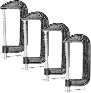 Abuff 4 Piece 6 Inch C-Clamp Set - Industrial Strength, Heavy Duty Iron C Clamps for Woodworking, Welding, and Building