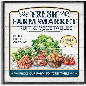 Fresh Farm Market Kitchen Still Life, 17 x 17 Inch Framed Gicle Print