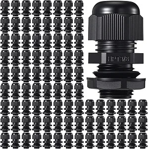 Relaxweex 100 Pcs 3/8" NPT Black Nylon Cable Gland, Waterproof IP68 Adjustable Locknut Cable Diameter Waterproof Connectors Black Cord Grip