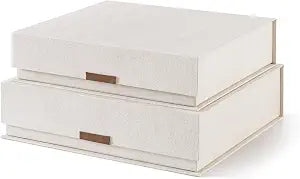 Soul & Lane - Letter Keepsake Storage Box, Magnetic Lid, Set of 2, Beige